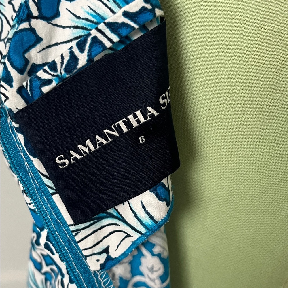 Samantha Sung Blue and White Patterned Midi Dress - Picture 8 of 15